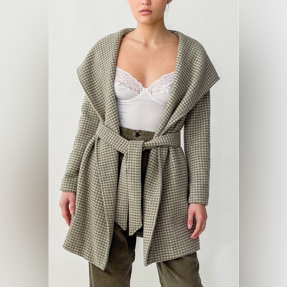 Ralph Lauren Tan and Brown Houndstooth Coat
